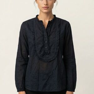 Black Ruffled Blouse - JCrew